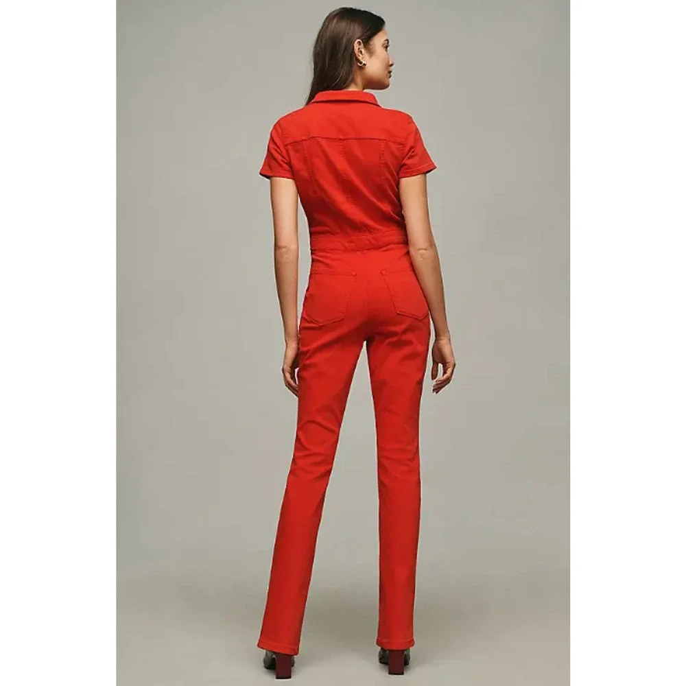 Quince Women Linen/Organic Cotton Utility Jumpsuit Overall Terracotta Sz S